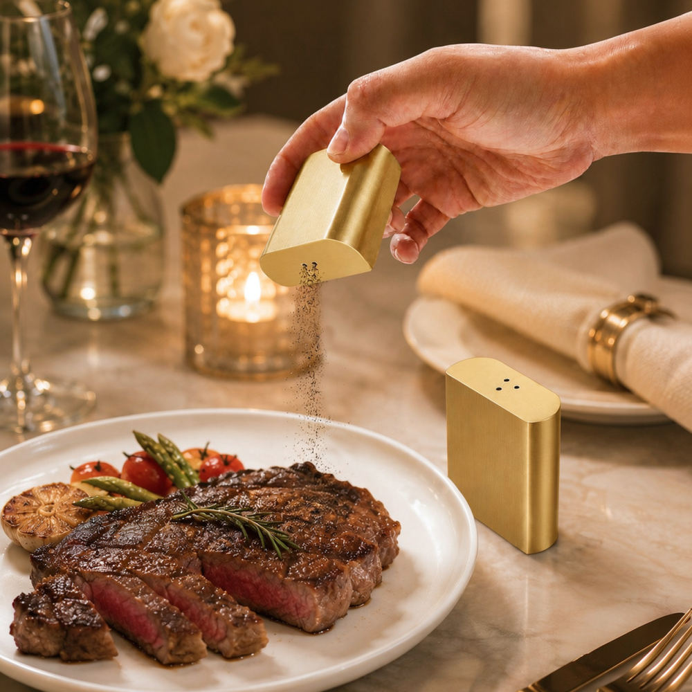 Saleiro e pimenteiro de aço in - Kitchen Gadgets Gold avaliação e preço