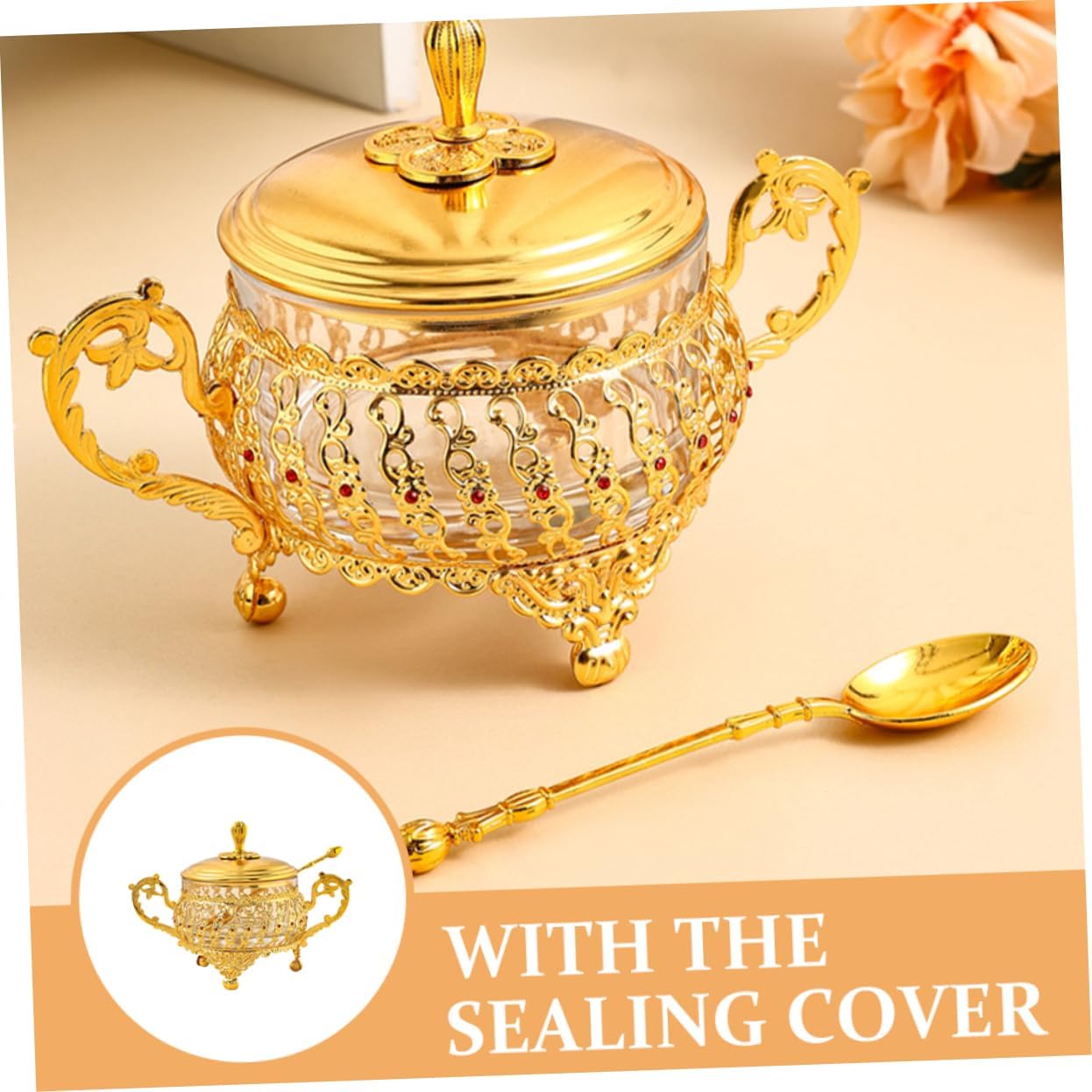 Açucareiro com tampa e colher, - Kitchen Gadgets Gold avaliação e preço